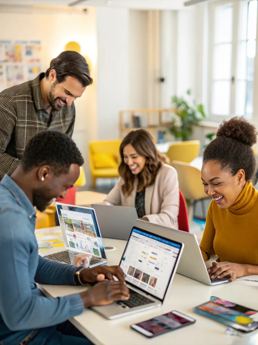 An image depicting a small team efficiently managing multiple marketing channels using itoa, highlighting reduced staffing needs.