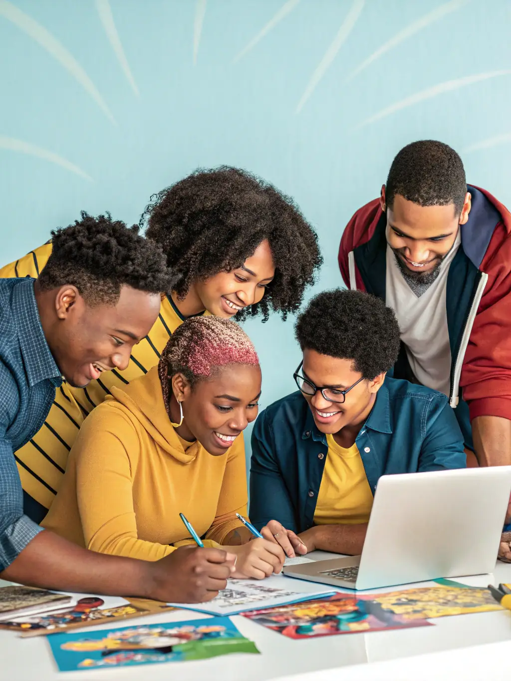 An icon representing collaboration and teamwork, with multiple users interacting with a shared marketing project on the itoa platform.