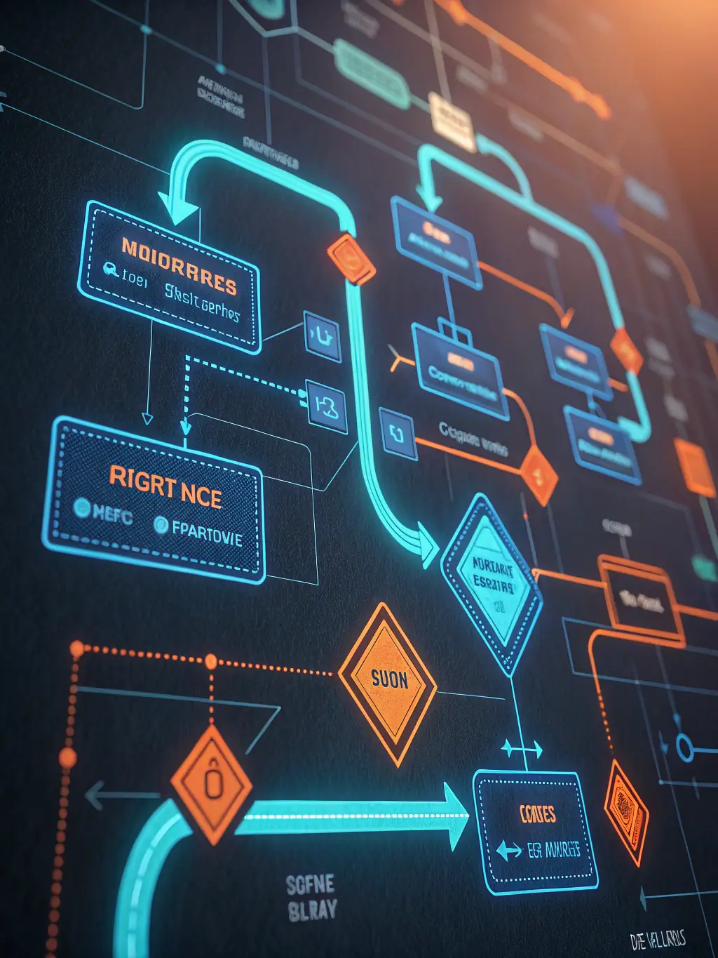 A digital illustration depicting a simplified marketing workflow process, with interconnected nodes representing different stages like content creation, scheduling, and analytics, all flowing smoothly.